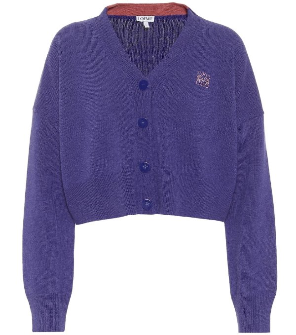 紫色logo针织衫