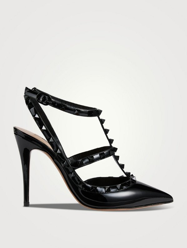 Rockstud Leather Ankle-Strap Pumps