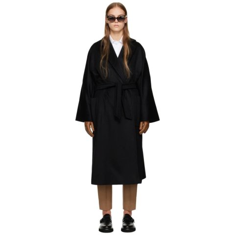 黑色廓形羊毛大衣Black Longline Wool Coat