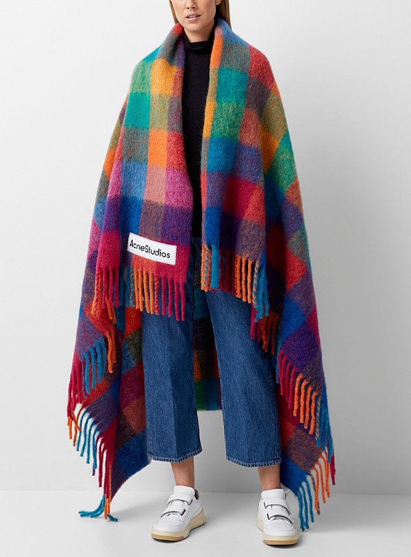 超大彩虹格纹围巾
