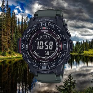 史低价：Casio 男士 PRW3510Y-8 不锈钢太阳能运动手表