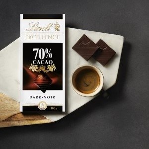 Lindt EXCELLENCE 70% 可可黑巧克力棒 100g 香浓丝滑