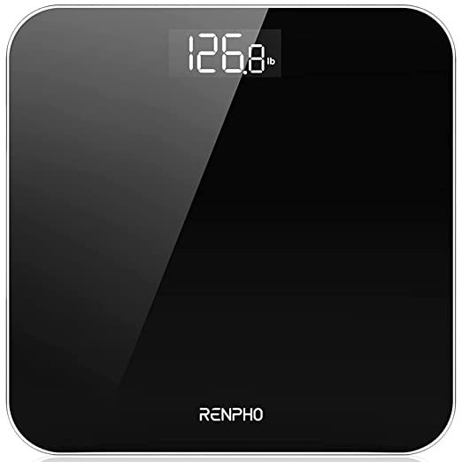 Digital Bathroom Scale, Highly Accurate Body Weight Scale with Round Corner Design, Lighted LED Display, 400 lb, Black