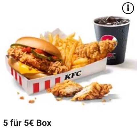 整整5样美食 只要€5KFC 肯德基“穷鬼套餐”！汉堡+2块炸鸡+薯条+可乐=5件套餐