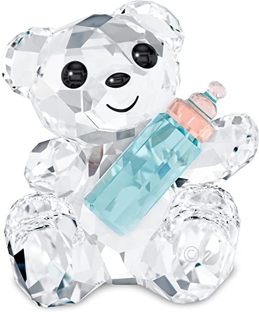 My Little Kris Bear Baby Figurine, ClearCrystal with Blue and Pink Bottle, Part of TheMy Little Kris Bear Collection