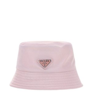 补货：Prada 明星同款logo渔夫帽樱花粉