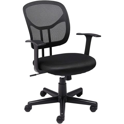 Mid-Back Desk Office Chair with Armrests - Mesh Back, Swivels