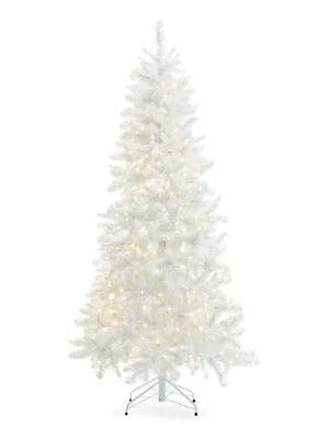 7英尺白色圣诞树，带400盏暖白光灯