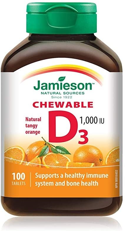 天然柑橘口味维生素D3咀嚼片 100片