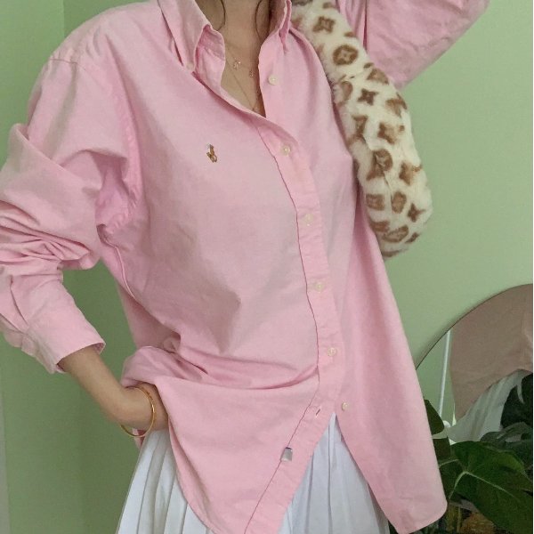 粉色棉质衬衫