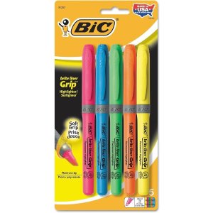 🥬白菜价🥬：BIC Brite Liner Grip 荧光笔 5色组合包