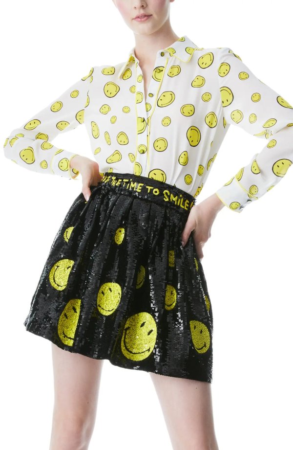 Smiley® x Alice + Olivia 真丝衬衫