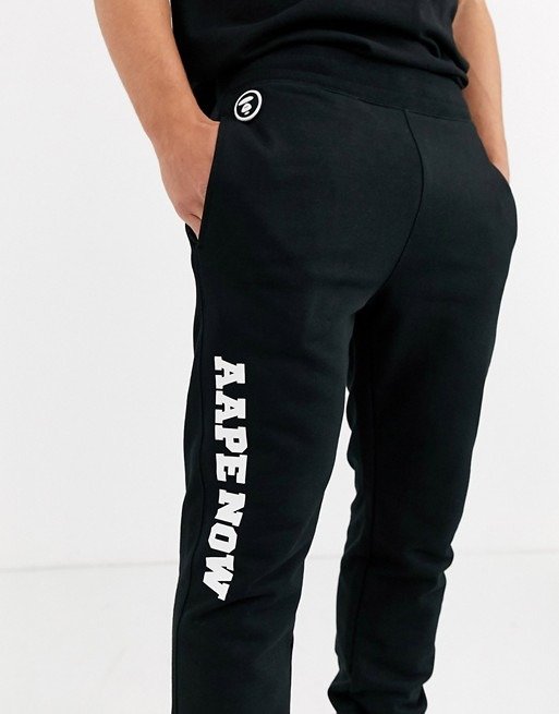 AAPE By A Bathing Ape regular fit sweatpant with camo back pocket in black | ASOS