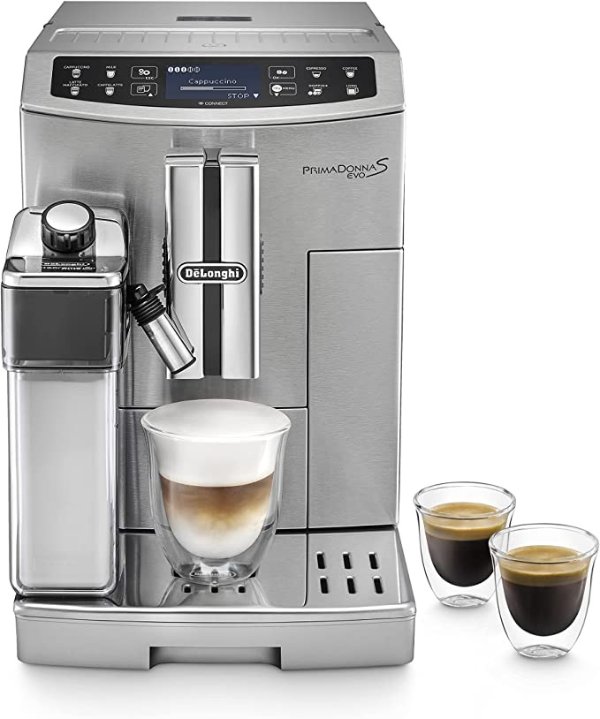 带LatteCrema Hot、卡布奇诺和意式浓缩咖啡全自动咖啡机