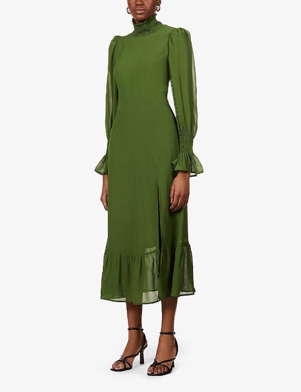 复古绿连衣裙