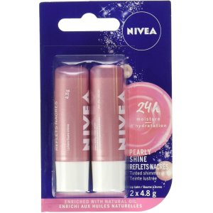 白菜价：Nivea 亮泽护唇膏2支装 24小时滋润 淡粉红提升气色
