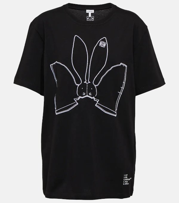 黑色兔子线条T恤