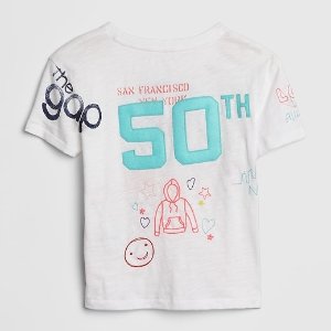 折扣升级：Gap 50周年纪念款童装活泼上架 封面T恤$13