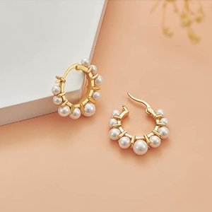 FAMARINE 珍珠镶嵌耳环 14K金涂层 精致又优雅 不买后悔系列