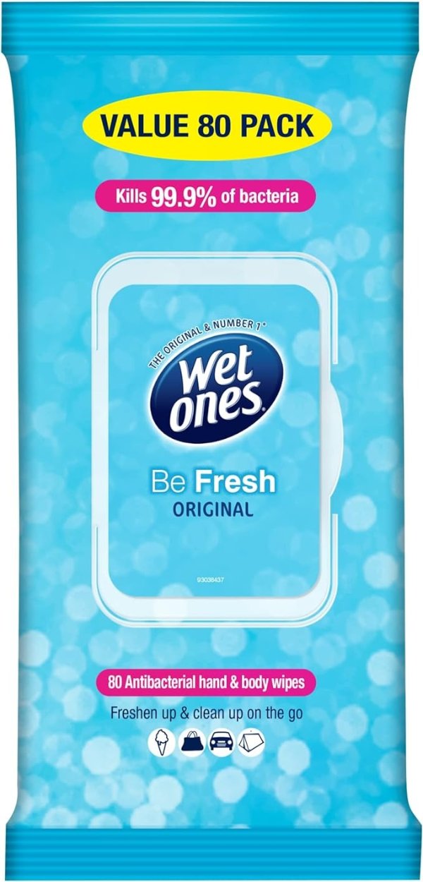 Wet Ones 湿巾, 80 Wipes, Gentle on skin, Paraben free, Fresh scent