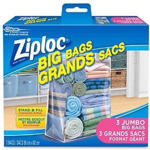 限今天：Ziploc 超大号透明储物袋3个装 化妆品收纳袋5个$6.49