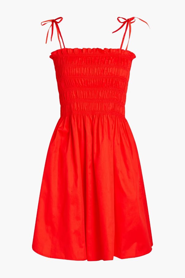 红色吊带棉质连衣裙