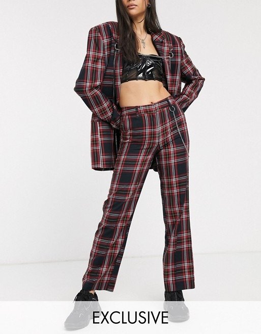 COLLUSION check straight leg pant with detachable chain detail | ASOS