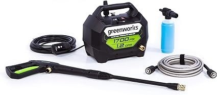 Greenworks 1700 PSI 1.2 加仑-GPM 13 安培冷水电动高压清洗机，GPW1704