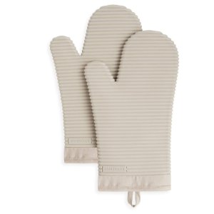 史低价：KitchenAid 罗纹软硅胶隔热手套 2支装 防尘放油 安全护手