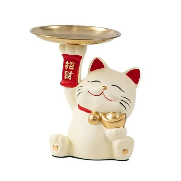 Lijie 猫雕像首饰托盘