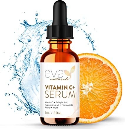 Vitamin C Serum Plus With Hyaluronic Acid Serum, Retinol, Niacinamide, Salicylic Acid Vitamin C Serum for Face - Anti Aging Serum, Skin Clearing, Brightening Serum for Dark Spots by Eva Naturals (1 oz)