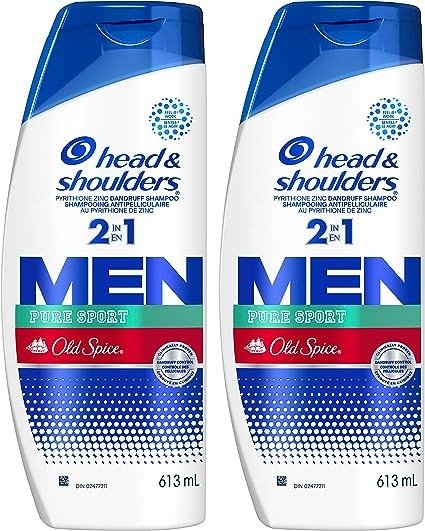 海飞丝 Old Spice Pure Sport 男士去屑洗发水二件套, 2 x 613ML