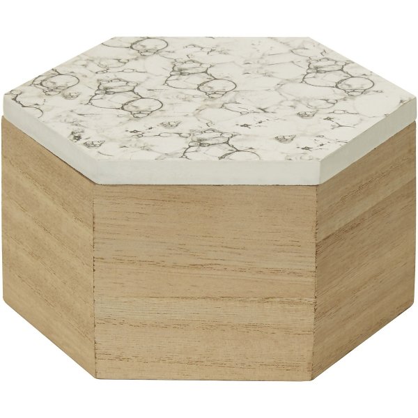 Mimo六角形小饰品盒-白色人造大理石