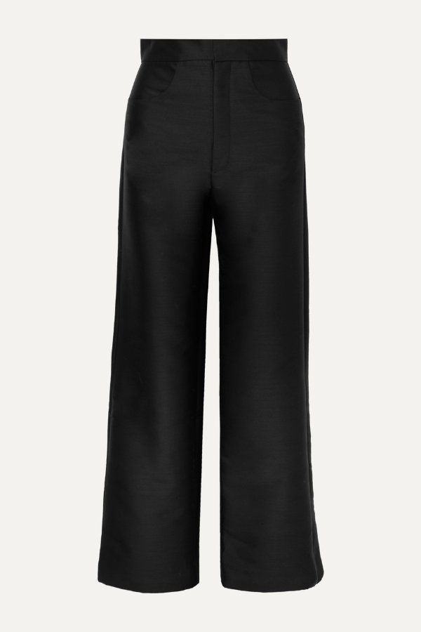 Flair cropped woven wide-leg pants