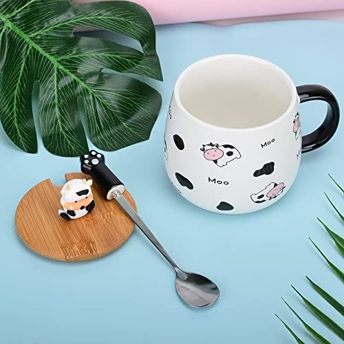 SHENDONG Cute Cow Coffee Mug with Lovely Lid,kawaii coaster and Spoon,Cow  Print Stuff Gifts,Ceramic …See more SHENDONG Cute Cow Coffee Mug with  Lovely