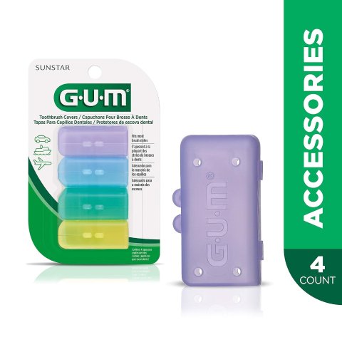 仅需$1.99 旅游带牙刷就用它！！GUM 抗菌牙刷保护盒 4个装 适合旅行出差或露营使用