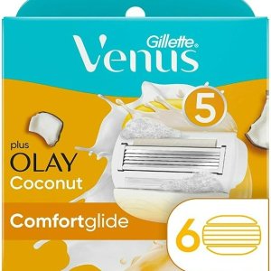 Gillette Venus 脱毛刀6件装含5件替芯 Olay椰子油成分 滋润不伤肤