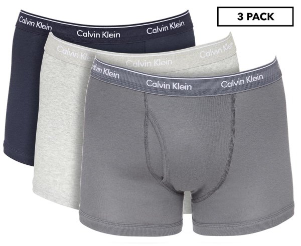 Men's Cotton Classic Trunks 3-Pack - Dark Grey/Grey Marle/Navy
