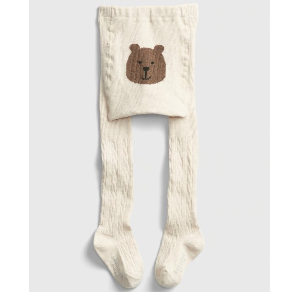 小童小熊针织连脚袜