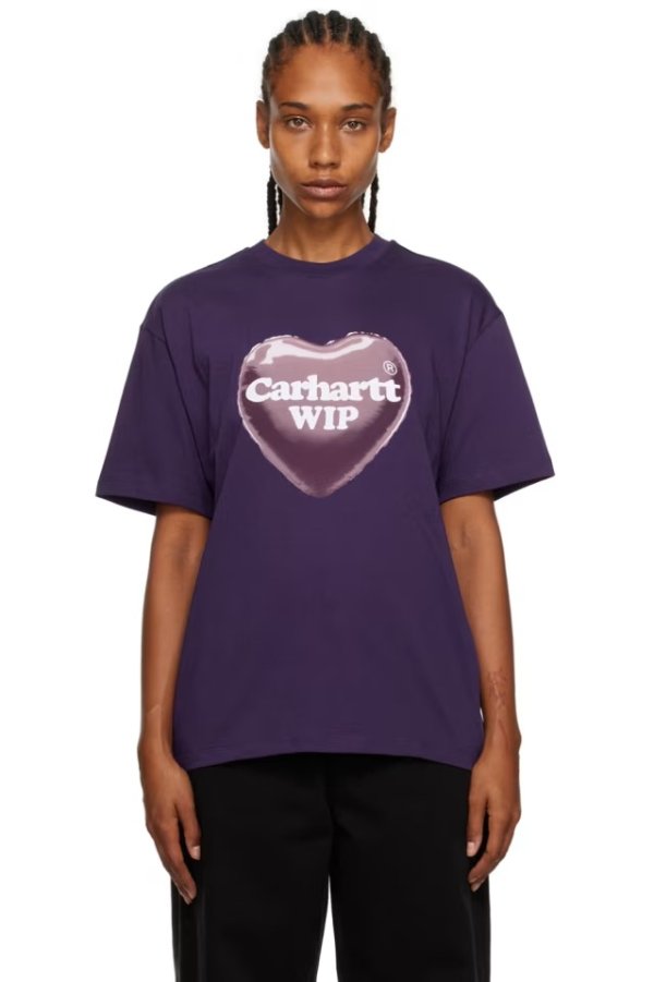 紫色 Heart Balloon T 恤