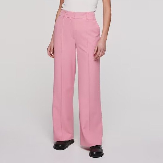 粉色百褶长裤
