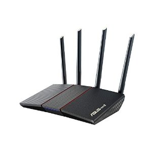 ASUSRT-AX55, AX1800 Dual Band WiFi 6 (802.11ax) Router supporting MU-MIMO and OFDMA technology, with AiProtection Classic network security powered by Trend Micro