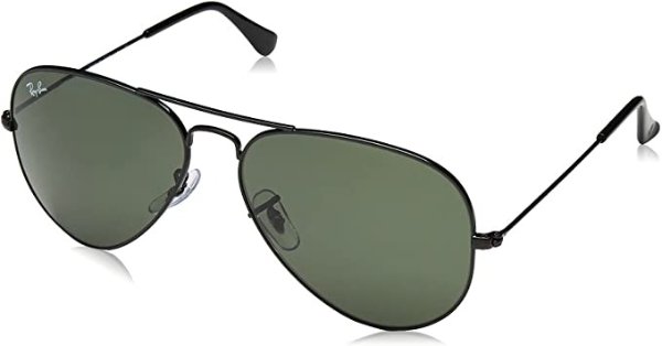 0RB3025 Aviator Metal Non-Polarized Sunglasses, Black/Grey Green, 58mm
