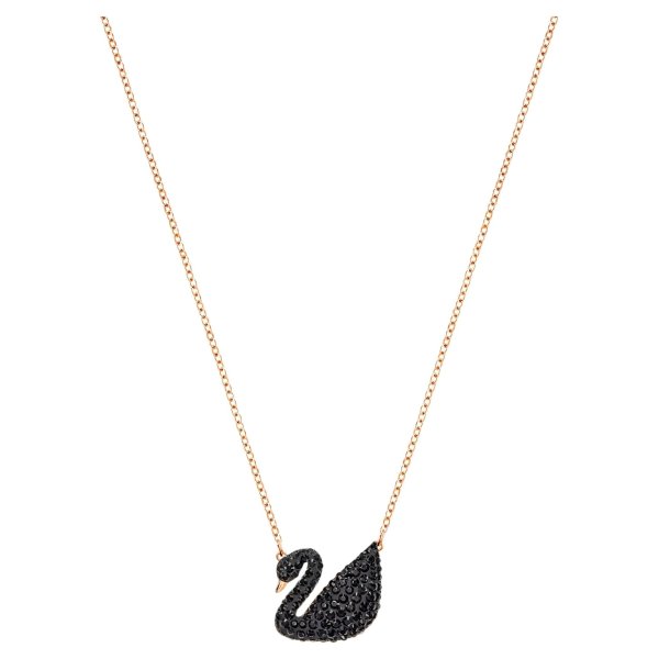 Swarovski Iconic Swan pendant Swan, Black, Rose gold-tone plated