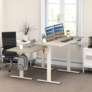 史低价：SHW 55英寸电动升降桌/办公桌 140 x 71cm