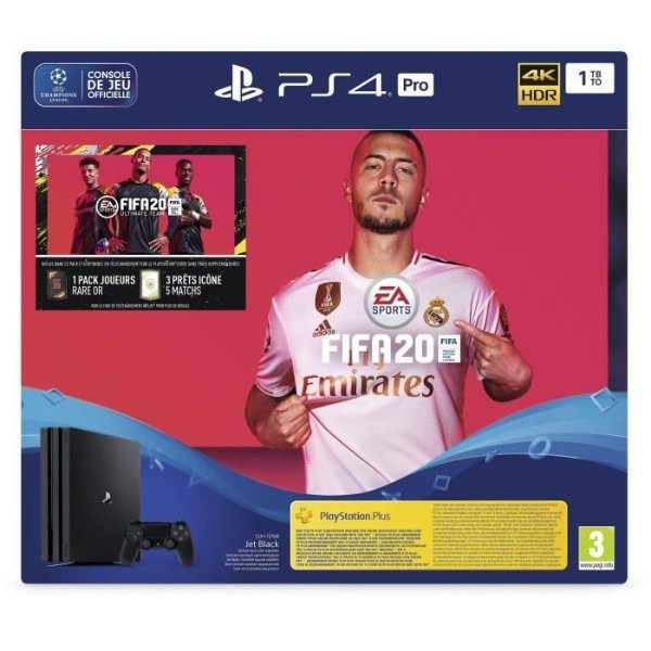 PS4 Pro 1To + FIFA 20 + 14 Jours d'Essai PlayStation Plus 