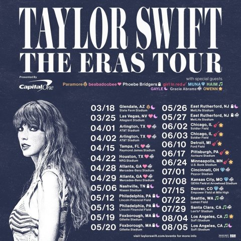 速度进粉丝群！首场5月9日Taylor Swift 2024全球巡回演唱会 法国共6场 巴黎/里昂都有