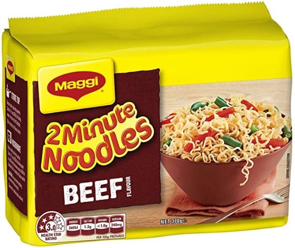 MAGGI 2 Minute Noodles,牛肉味 5 Pack, 360g