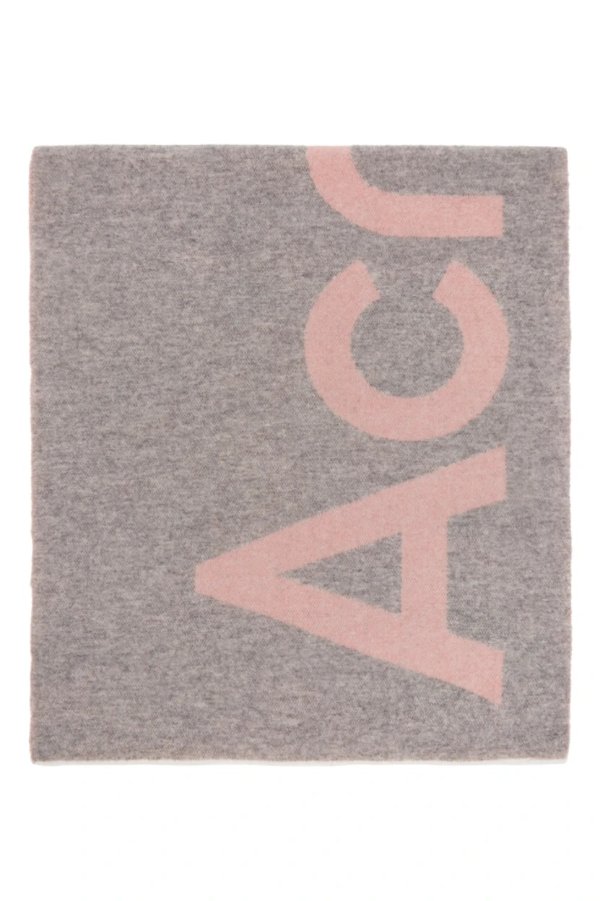 粉灰大logo围巾