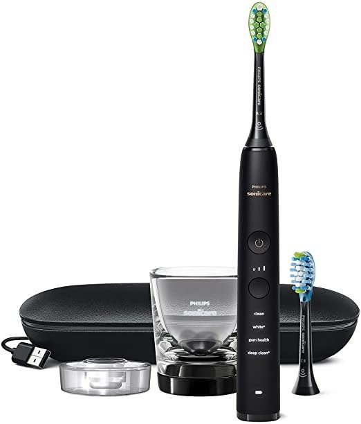 Sonicare DiamondClean 9000 Rechargeable Sonic Electric Toothbrush with App, Built-in Pressure Sensor, 4 Clean Modes and 3 Intensities, Black, HX9912/17